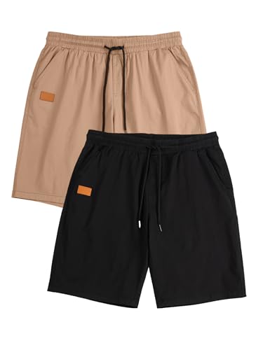 Image of JMIERR Mens Cotton Stretch Shorts Casual Drawstring Twill Chino Shorts | Drawstring Waist, Phone Pockets, Golf, Summer Beach Cruise Outfits, Machine Wash