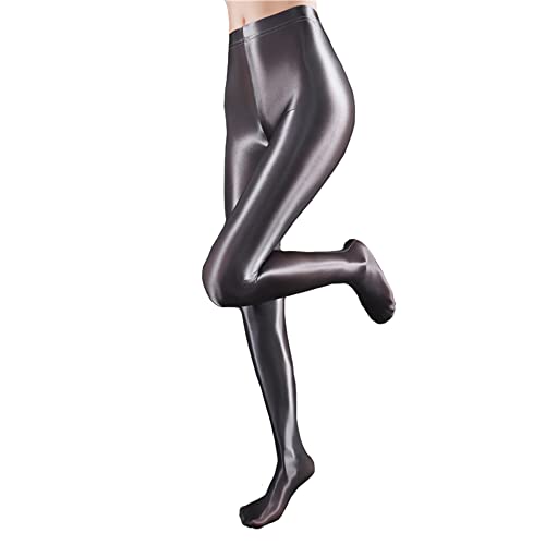 Image of cloudmall Women Sexy Semi Opaque Pantyhose Running Tights Yoga Leggings Oil Shiny Stocking