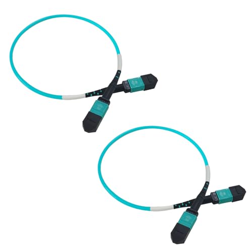 Image of GwliUni 2Pcs 0.3m MPO Fiber Optic Patch Cord, OM3-150 Multi-Mode Cable Jumper Plug, Female to Female, 12 Core 6 Channel Type B, PC end face, LSZH 3.0mm, Compatible with 8 Core 4 Channel MPO