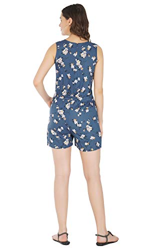 Image of PALOMI Women's Knee Length Rayon Sleeveless Short Jumpsuit with Belt and Pockets