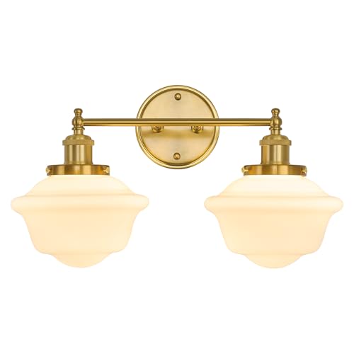 VitaLink 2-Light Wall Sconce Bathroom Vanity Light, 19” Gold Hardwired