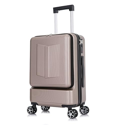 Hardside Luggage with Spinner Wheels and TSA Lock, 8 Spinner Wheels Luggage Lightweight Carry on Suitcase with Front Pocket, Travel Luggage Hard Shell Lightweight Rolling Suitcases (20 inch, Gold)