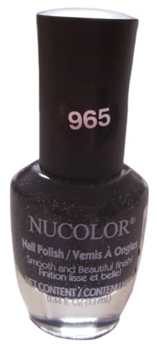 1) 0.44fl oz. (13ml) Nucolor Nail Polish Smooth and Beautiful Finish - black with glitter 965