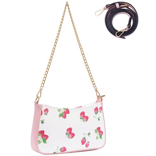 Sunwel Fashion Cute Strawberry Cherry Blueberry Prints Small Shoulder Bag Mini Crossbody Bag for Women