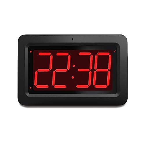 EUTUHIY Horloge Murale, LED Affichage NuméRique Rouge, Design Moderne, 21,5 X 14 X 4,5 cm, Alimenté par Batterie Ou par Adaptateur, Peut êTre Utilisé comme RéVeil...
