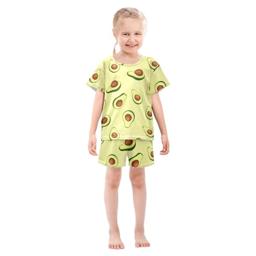 Cartoon Avocado Yellow Pajama Set Short Sleeve Pajamas Shorts Sets Cotton PJS 2 Piece Clothes Set 5Y3