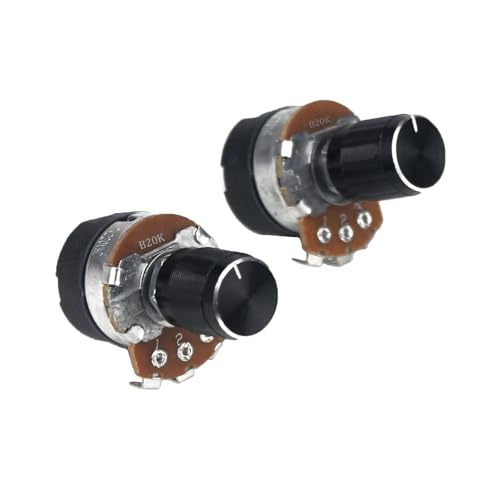 Switian WH138 20K Ohm Potentiometer with On/Off Switch - Linear Taper Carbon Volume Control, 2 Pack + Alloy Knobs