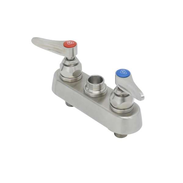 4" Stainless Steel Deck Mount Workboard Faucet Less Nozzle with Stainless Steel Lever Handles by EverSteel – Model S-1110-LN