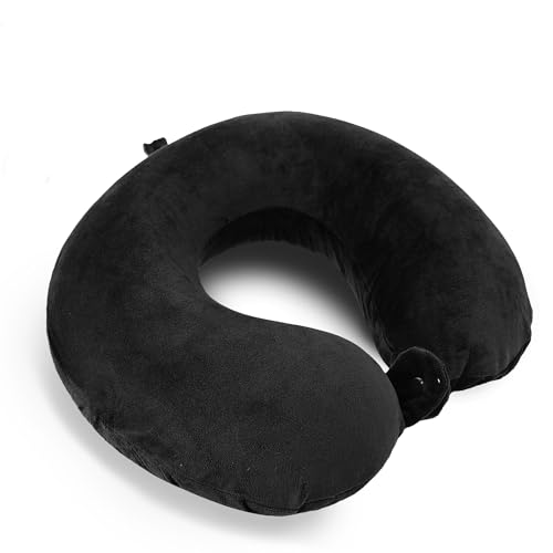 LUGG-Memory-Foam-Travel-Pillow--Ergonomic-Neck-Support-Portable-and-Lightweight-Ideal-for-Flights-and-Road-Trips-Black-35-x-30-x-10cm