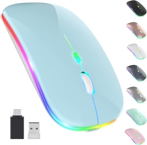 Image of LED Wireless Mouse, Slim Silent Mouse 2.4G Portable Mobile Optical Office Mouse with USB & Type-c Receiver, 3 Adjustable DPI Levels for Notebook, PC, Laptop, Computer (Blue)