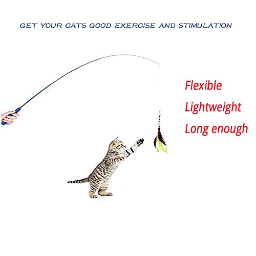 Jteey Cat Toys Interactive,9 Packs Retractable Cat Toy Wand, Cat Feather Toy, Assorted Refills Teaser Exerciser Wand Toy Set,Fish Bird Butterfly Dragonfly Worm #TOP1