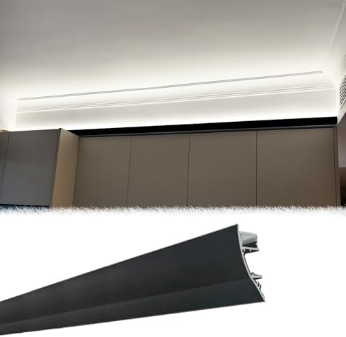 Aluminum Crown Molding Trim Slot for Indirect Lighting, Ceiling & Wall Light Diffuser Channel, Durable Decorative Fixture for Modern Interiors