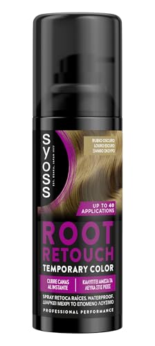 SYOSS Root Retouch Spray Retoca raíces Temporal Color rubio oscuro (1 x 120 ml), retocador de canas y raíces con cobertura instantánea, coloración pelo temporal para las canas