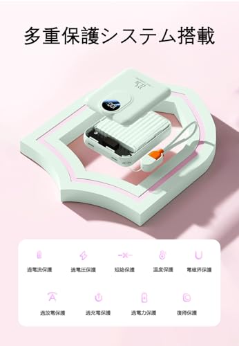 JVGoalモバイルバッテリー 10000mAh 22.5W PD3.0/QC3.0 急速充電 小型軽量 2台同時充電対 Type-C入出力兼用 LCD残量表示 持ち運び便利 機内持ち込み可 旅行・日常使い最適 付属ケーブル付きPSE認証済 iPad/iPhone/Android各種スマホ対応 (グリーン)