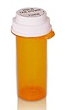 Amexdrug Pharmacy Vials Touch Down Cap - Reversible Push Down Bottle - Amber - 40 dram - 6 pcs (Prescription Vial, Medicine Container, Pill Bottle)