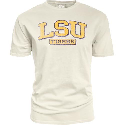 LSU Tigers NCAA Officially Licensed T-Shirt Ivory Dyed Ringspun Vintage, X-Large