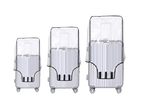 Image of DAFTER PVC Transparent Luggage Trolley Waterproof Cover Pack of 3 for (22, 26, 30 Inches) Suitcases | Dustproof Suitcase Protector with Zipper for Hard Luggage