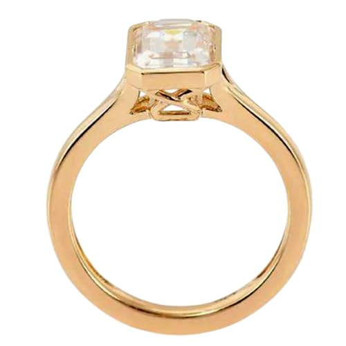 Bague moissanite 4 mm en argent et or cadeau d'anniversaire idéal pour femme nées en avril