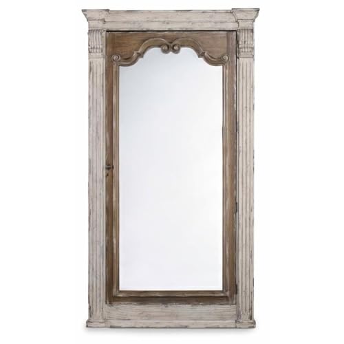 Beaumont Lane Traditional Wood Floor Mirror with Jewellery Storage in Beige