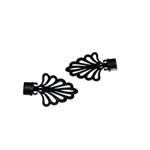 Gardinenstangen-Endstück Fächer schwarz H08cm L10cm Ø16cm Gardinenstangenendstücke für Gardinenstangen Ø 16 mm