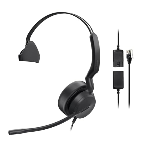 Yealink Phone Headsets for Office Phones YHS36 E2 QD to RJ9 Wired Headset Compatible with Poly Snom...