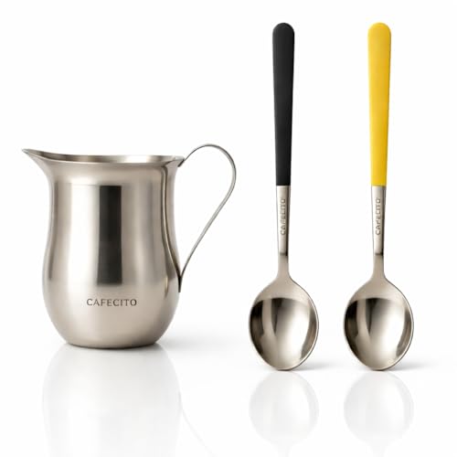 CAFECITO® Espumita Ritual Set – Cuban Coffee Preparation Tools with 6 oz Stainless Steel Crema...