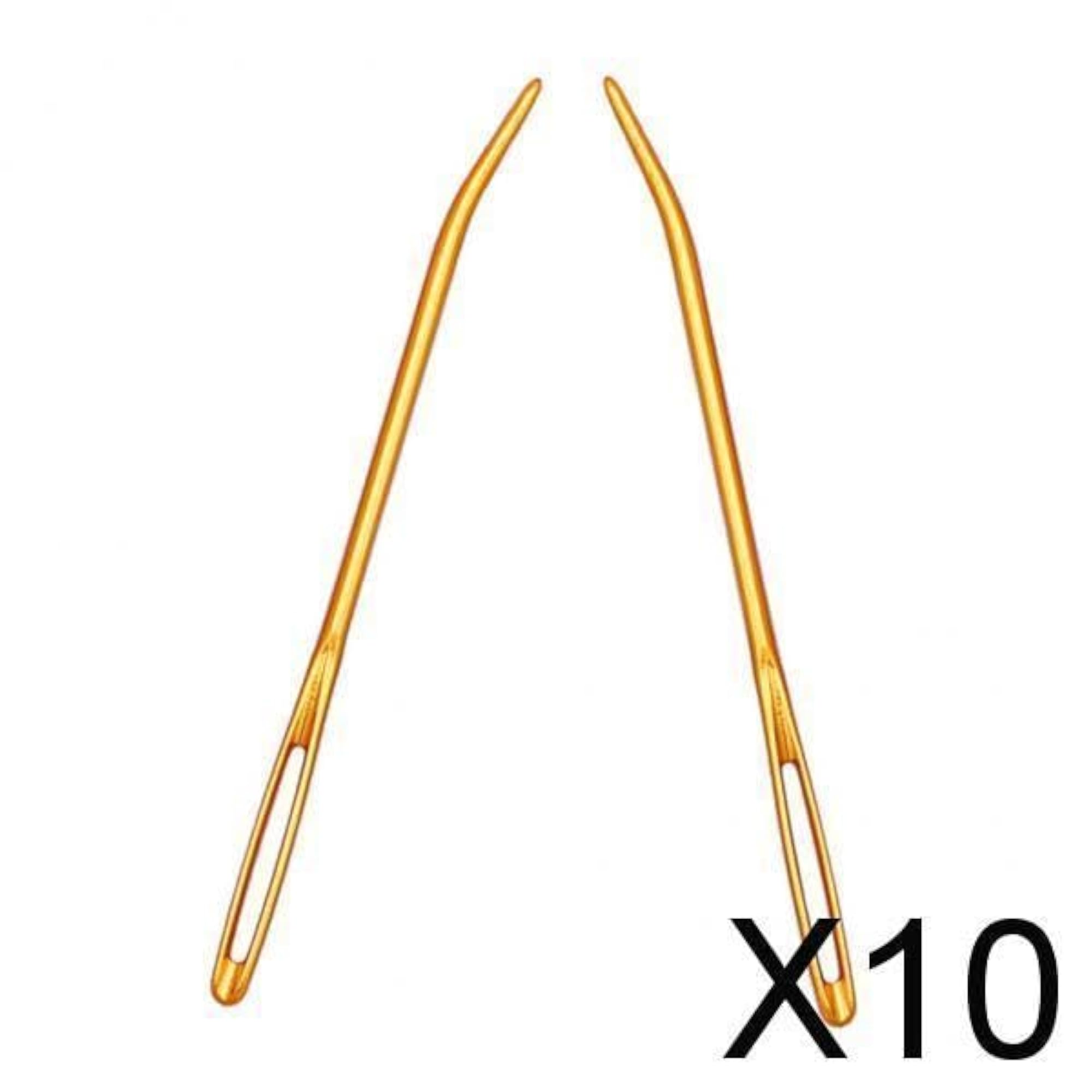 Aluminium Large-Eye Bent Tip Tapestry Darning Needles, Knitting Golden