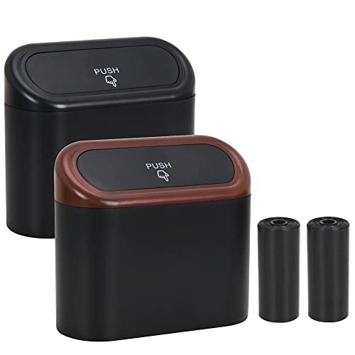 Image of CZWL&HG Car Trash Can with Lid - Portable Mini Waterproof & Odor-Resistant Garbage Bin for Car Door /Office /Home, with 20 Pcs Plastic Trash Bag, Plastic Wastebasket Auto Trash Can