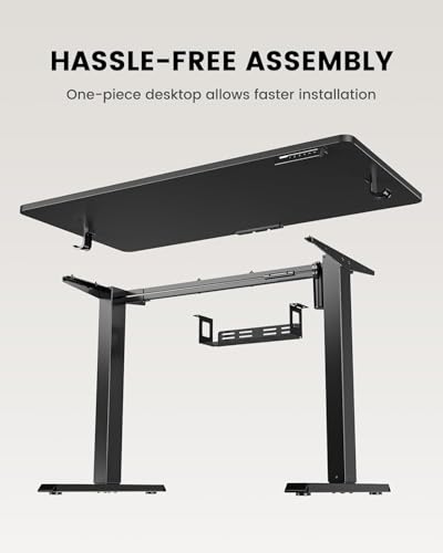 Image of ErGear Whole Piece Standing Desk, 40x24 inch Adjustable Stand Up Desk with Cable Management Tray, Electric Computer Workstation for Home Office, Black, EGESD63B
