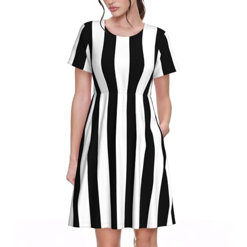 Robe d'été décontractée à manches courtes et motif rayé intemporel