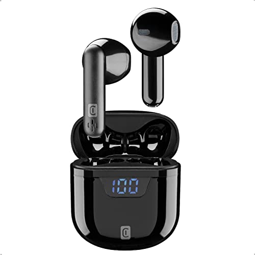 cellularline | Seek - Universale | Cuffiette Auricolari Bluetooth 5.0 HiFi Stereo con Custodia di Ricarica - Autonomia Totale di 15 Ore - Ricarica 2 Ore - Portata 10 Mt - Universale - Nero