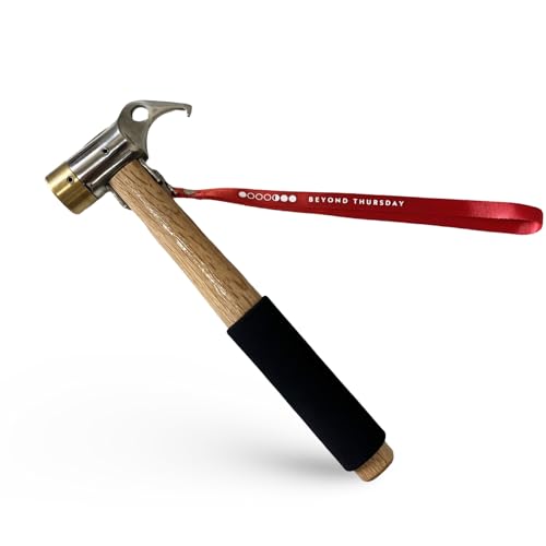 Martillo para Estacas de Tienda de Acero con Mango de Madera Sólida y Agarre Acolchonado - Correa de Seguridad, Cobre miniatura 1