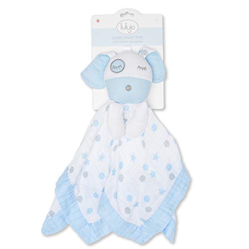 Image of lulujo Baby Muslin Lovey Toy, Blue Puppy