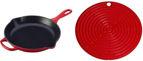 Le Creuset Enameled Cast Iron Signature Iron Handle Skillet, 11.75″ (2-3/8 qt.), Cerise & Silicone Round Cool Tool, 8″, Cerise Le Creuset Enameled Cast Iron Signature Iron Handle Skillet, 11.75″ (2-3/8 qt.), Cerise & Silicone Round Cool Tool, 8″, Cerise