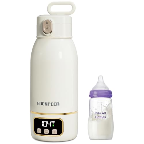 Portable Bottle Warmer for Travel, Fast Baby Bottle Warmer Portable with Precise Temperature Control, 17 OZ Milk Warmer, Leak-Proof Cordless Breastmilk Warmer, Fits Most Baby Bottles for On the Go