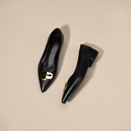 Women's Pointed Closed Pump Chunky Low Block Heel Metallic Pull-On Work Office Church Casual Dress Shoes Comfortable Business Party Dating All Weather Shopping Daily Wear Pumps2