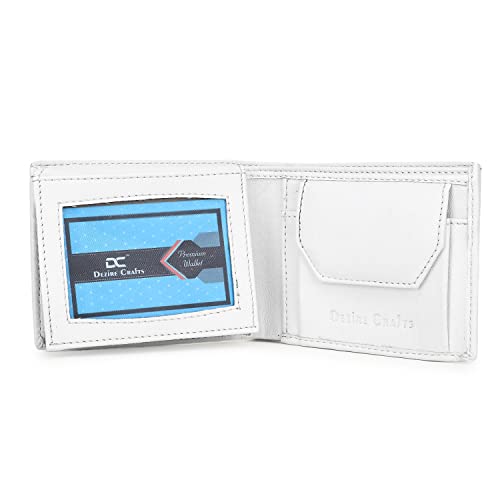 Image of Dezire Crafts Men Formal, Casual Black Artificial Leather Wallet (6 Card Slots) (White)