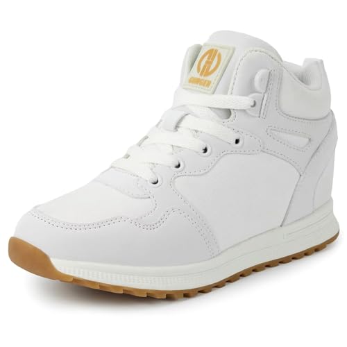 GURGER Zapatillas de Cuña para Mujer Zapatillas de Deporte Altas Tacón Cuña Plataforma Sneakers Blanco 40