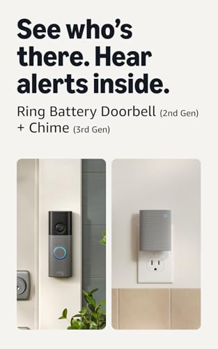 Image of Ring Battery Doorbell (newest model), Speckled Gray with Chime (newest model), White