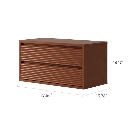 MUSEHOMEINC Modern Storage Cabinet with 2 Tier Drawers, Lines Diamond-Shaped Texture Drawer Chest for Living Room,Home Office