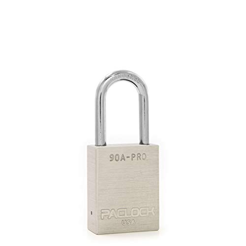 Image of PACLOCK's 90A-PRO Padlock, 1 /4 inch Diameter Hard. Steel Shackle, 1-1 /2 inch Tall, High Performance 7-Pin Cylinder w / 1 Key, Keyed Differently, Silver