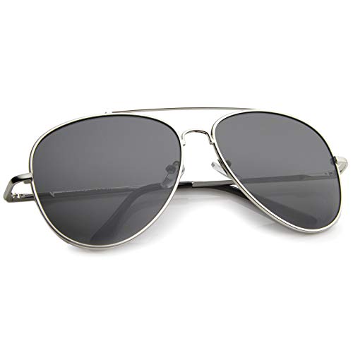 zeroUV Large Classic Full Metal Teardrop Flat Lens Aviator Sunglasses 60mm4