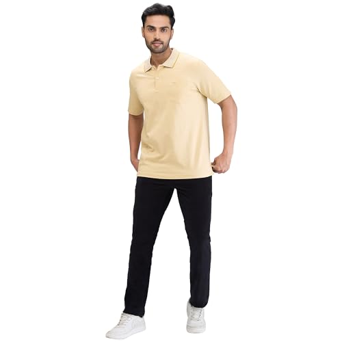 Image of Colorplus Men's Comfort Fit Solid Pattern Pure Cotton Plain Collar Half Sleeve Casual T-Shirt