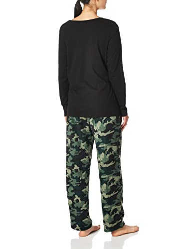 Image of Fruit of the Loom Women's Sueded Jersey Crew Top and Fleece Pant Sleep Set
