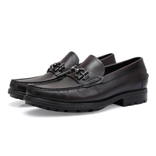 Image of Formal Dress Shoes for Men, Premium Buckle Moc-Toe Business Shoes Casual Slip-on Penny Loafer