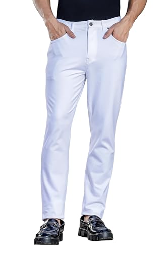 Image of ONE SKY Premium Men's Flexi Waist Casual Pants Cotton Blend Stretchable Chinos | Slim Fit Stylish Office Fashion Trousers for Office, Party | Men Formal Pant