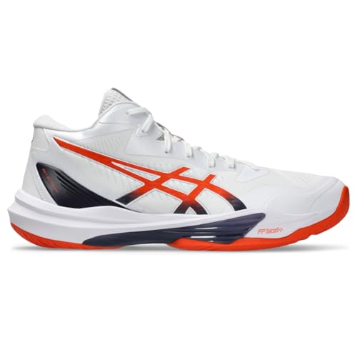Asics Men's Sky Elite FlyteFoam Mid Top 3 Volleyball Shoes, 11, White/NOVA Orange
