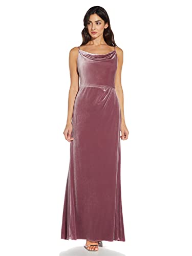 Adrianna Papell Women's Cowl Neck Velvet Gown, Antique Rose #TOP2