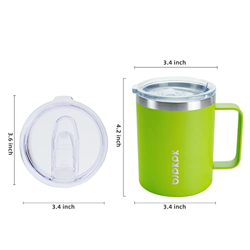 Image of BJPKPK 2 pcs Insulated Coffee Mug, 14oz Insulated Tumbler with Lid, Stainless Steel Coffee Cups with Splash Proof Lid-Green