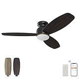 Ceiling Fan with Lights, Indoor & Outdoor Ceiling Fan，52" Low Profile DC Smart Ceiling Fan Works wi